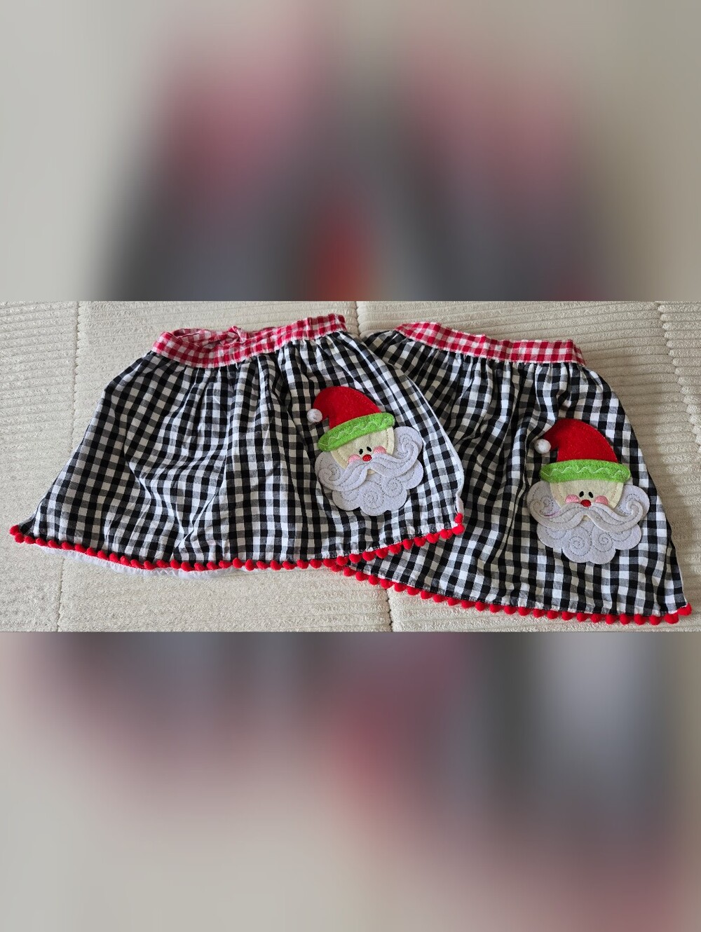Bundle Of 2 Girls Holiday Santa Aprons, One Size